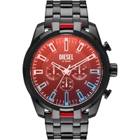 Diesel Split, Chronographenwerk, 51 mm schwarzes Edelstahlgehäuse mit Edelstahlarmband,