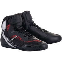 Alpinestars Faster 3 Rideknit Motorradschuhe, schwarz-rot-silber, Größe 42