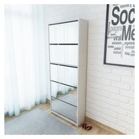 VidaXL Schuhschrank mit 5 Fächern Spiegel Weiß 63×17×169,5 cm