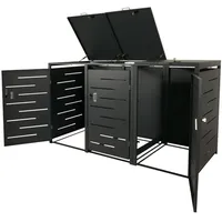 Mendler Mülltonnenbox Mülltonnenabdeckung, erweiterbar 117x197x80cm anthrazit, Stahl 75kg