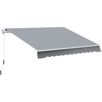 Outsunny Markise 4m mit Handkurbel Alu Weiß+Grau