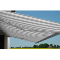 MCW Elektrische Kassettenmarkise H124, Markise Vollkassette 5x3m Acryl Grau/Weiß