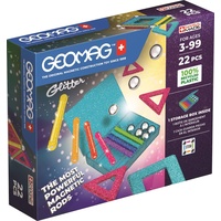 GEOMAG Glitter Panels Recycled 22 pcs, Magnetischer Baukasten, Magnetspielzeuge