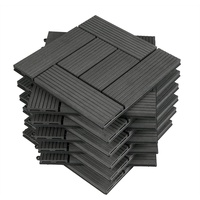 Woltu 11 Stück WPC Terrassenfliesen Holzoptik Anthrazit, Premium Fliese