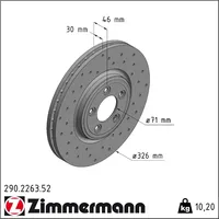 ZIMMERMANN Bremsscheibe Vorderachse, Zimmermann 290.2263.52