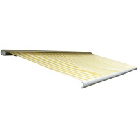 Mendler Elektrische Kassettenmarkise T123, Markise Vollkassette 4,5x3m Acryl Gelb/Weiß
