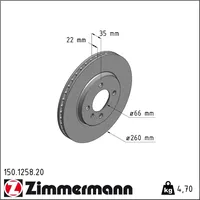 ZIMMERMANN Bremsscheibe Vorderachse, Zimmermann 150.1258.20