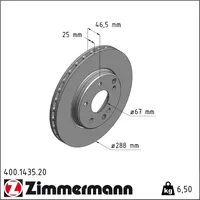 ZIMMERMANN Bremsscheibe Vorderachse, Zimmermann 400.1435.20