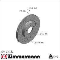 ZIMMERMANN Bremsscheibe Vorderachse, Zimmermann 100.1234.52