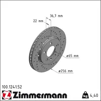 ZIMMERMANN Bremsscheibe Hinterachse, Zimmermann 100.1241.52