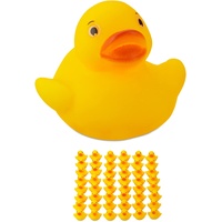 Relaxdays Badeente 3,5cm 48er Set, Quietscheentchen für Badewanne, Badespaß