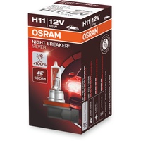 Osram Night Breaker Silver H11, +100% mehr Helligkeit, Halogen-Scheinwerferlampe,