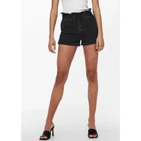 Only Cuba Paperbag Kurze Jeans - Schwarz