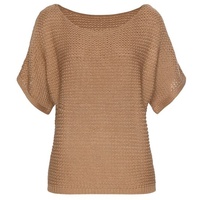LASCANA Kurzarmpullover Damen camelfarben Gr.36/38