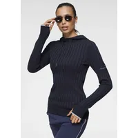 KangaROOS Strickpullover mit kontrastfarbener Kapuzeninnenseite und Logodruck auf dem