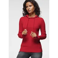 KangaROOS Strickpullover, mit kontrastfarbener Kapuzeninnenseite und Logodruck auf dem