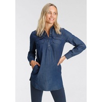 Arizona Jeansbluse »Krempelärmel mit Riegel«, im Tunikastil, Gr. 38,