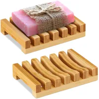 Relaxdays Seifenablage Bambus, mit Gitter, feuchtigkeitsresistent, Seifenhalter Stückseife, BxT