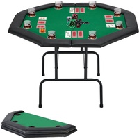 VidaXL Pokertisch 8-Spieler Poker Klapptisch 2-Fach Zuklappbar Achteckig Grün