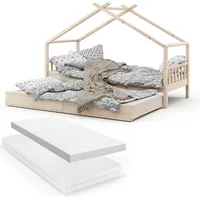 VitaliSpa Hausbett Design 90x200 cm mit Gästebett und 2