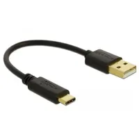 DeLock USB-Kabel USB-A Stecker, USB-C® Stecker 0.15m Schwarz 85354