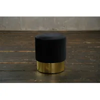 KAWOLA Hocker LIZA Polsterhocker Pouf Velvet schwarz Fuß gold
