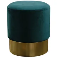KAWOLA Hocker LIZA Polsterhocker Pouf Velvet grün Fuß gold