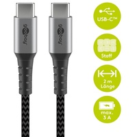 Goobay USB-C auf USB-C mit Metallsteckern, grau, 2m