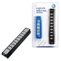Logilink USB 2.0 Hub 10-Port mit Netzteil aktiv schwarz