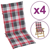 VidaXL Gartenstuhlauflagen 4 Stk. Rot Karomuster 120x50x4 cm