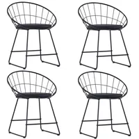 VidaXL Esszimmerstühle mit Kunstledersitzen 4 Stk. Schwarz Stahl