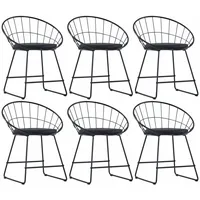 VidaXL Esszimmerstühle mit Kunstledersitzen 6 Stk. Schwarz Stahl