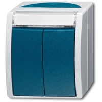 Busch-Jaeger Doppeltaster 2 Schließer 1-polig, grau/blaugrün 2621 WN-53-205-101