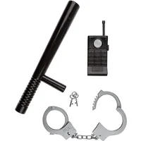 IDENA Polizei- Set, Schlagstock, Handschellen und Walkie-Talkie, 3-teilig