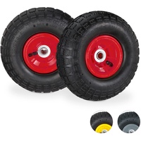 Relaxdays Sackkarrenrad schwarz-rot 2er Set