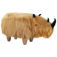 Möbel Akut Tierhocker Nashorn beige fluffig XM-8039 Beine Echtholz