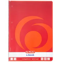 Herlitz Collegeblock x.book A4 kariert Rot/Weiß