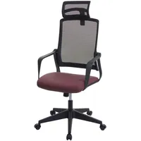 Mendler Bürostuhl HWC-J52, Drehstuhl Schreibtischstuhl, ergonomisch Kopfstütze, Kunstleder bordeaux-rot