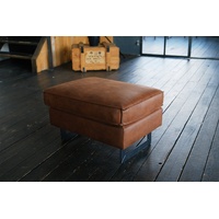 KAWOLA Hocker VILNIUS Kunstleder mit Lederanteil cognac