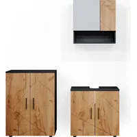 Vicco Badmöbel-Set Irma Anthrazit/Eiche 3 Teile mit Unterschrank 60