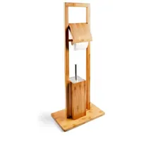 Relaxdays WC-Garnitur Bambus Braun/Silber