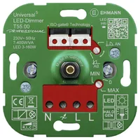 EHMANN 5500x0000 Universal-Dimmer Geeignet für Leuchtmittel: LED-Lampe, Halogenlampe, Glühlampe,