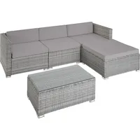 Tectake Florenz Rattan Lounge hellgrau/dunkelgrau