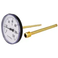 Afriso Bimetall-Zeigerthermometer 0-120°C DN 100 mm mit Fühler 150