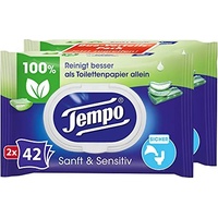 Tempo sanft & Sensitiv Feuchte Toilettentücher weiß, 42 Stück