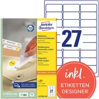 Avery Zweckform Universaletiketten L4737REV-100 Weiß 63,5 x 29,6 mm