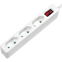 Logilink Steckdosenleiste mit Schalter, 3-fach, Euro schmal, 1.5m, weiß