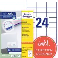 Avery Zweckform Etiketten 64.6x33.8mm, weiß 200 Blatt (4800 Etiketten)