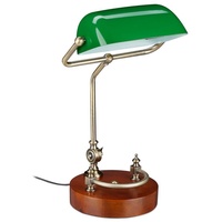 Relaxdays Bankerlampe Grün Braun