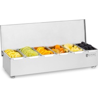 Royal Catering Zutatenbehälter Edelstahl 6 Einsätze Zutatenbox Beilagenbehälter Barbehälter